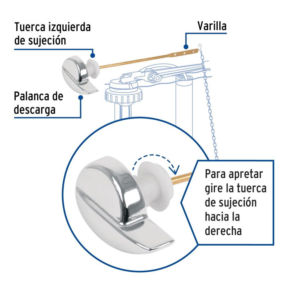 Palanca Lateral Cromada Para WC