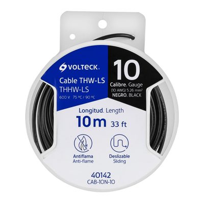 Carrete Cable Calibre 10 Negro 10 Mt
