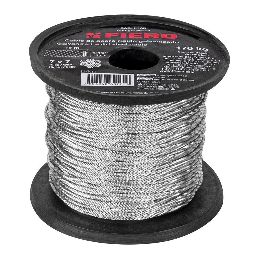 Cable De Acero Rigído Por Metro 1/16"