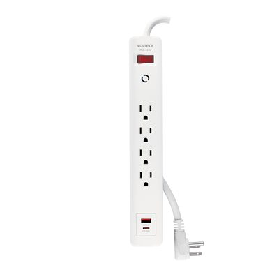 Multicontacto 4 Entradas, 1 Usb A + 1 Usb C, Blanco